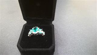 Teal Stone Lady's Silver & Stone Ring 925 Silver 4g Size:7